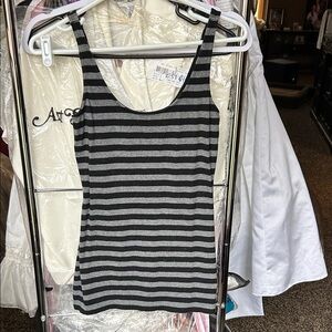 Express Black and Gray Striped Tank Top